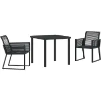vidaXL Tuin Eettafel Set 3 st Zwart Gepoedercoat staal