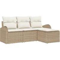 vidaXL Tuinbank Set Beige poly rattan