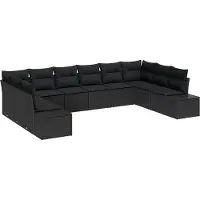 vidaXL Tuinbank Set 10 st 9-Aantal zitplaatsen Zwart Polyrattan