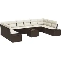 vidaXL Tuinbank Set 10 st 9-Aantal zitplaatsen Bruin en Crème