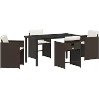 vidaXL Tuin Eettafel Set 5 st Bruin poly rattan