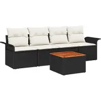 vidaXL Tuinbank Set 5 st 4-Aantal zitplaatsen Zwart en Crème