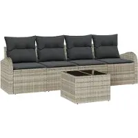 vidaXL Tuinbank Set Lichtgrijs 55 x 55 x 37 cm poly rattan