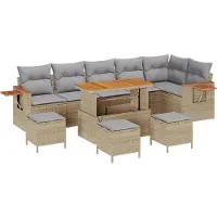 vidaXL Tuinbank Set 12 st 8-Aantal zitplaatsen Beige en Lichtgrijs