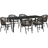 vidaXL Tuin Eettafel Set 7 st Bruin Gepoedercoat staal
