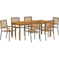 vidaXL Tuin Eettafel Set 7 st Grijs Massief Acacia Hout