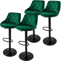 ML-Design Barkruk Elia velvet set van 4 | fluweel groen 37x106x47 cm eetkamerstoelen | NADUVI