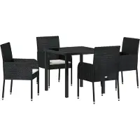 vidaXL Tuin Eettafel Set 5 st Zwart poly rattan