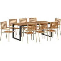 vidaXL Tuin Eettafel Set 9 pcs Beige Massief Acacia Hout