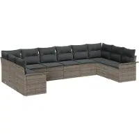vidaXL Tuinbank Set 10 st Grijs poly rattan