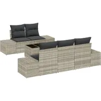 vidaXL Tuinbank Set 6 st Lichtgrijs en Donkergrijs poly rattan
