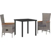 vidaXL Tuin Eettafel Set 3 st Grijs Gepoedercoat staal