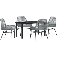 vidaXL Tuin Eettafel Set 5 st Grijs poly rattan