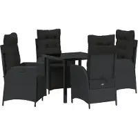 vidaXL Tuin Eettafel Set 5 st Zwart poly rattan