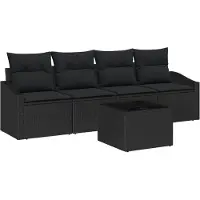 vidaXL Bankstel 5 st Zwart poly rattan