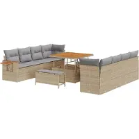 vidaXL Tuinbank Set 12 st 12-Aantal zitplaatsen Beige en Lichtgrijs