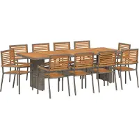vidaXL Tuin Eettafel Set 11 pcs Grijs en Bruin poly rattan