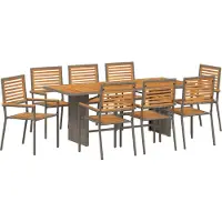 vidaXL Tuin Eettafel Set 9 st Grijs en Bruin poly rattan