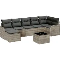 vidaXL Tuinbank Set Lichtgrijs poly rattan