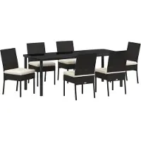 vidaXL Tuin Eettafel Set 7 st Zwart Gepoedercoat staal