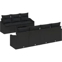 vidaXL Bankstel 8 st Zwart poly rattan