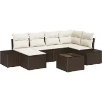 vidaXL Tuinbank Set 6 st Bruin en Crème poly rattan