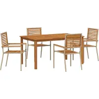vidaXL Tuinset, 5-delig, beige, massief acaciahout