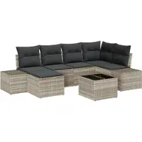 vidaXL Tuinbank Set 6 st Lichtgrijs poly rattan