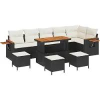 vidaXL Tuinbank Set 12 st 8-Aantal zitplaatsen Zwart en Crème