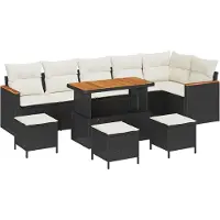 vidaXL Tuinset, 10 stuks, 6 zitplaatsen, zwart, polyrotan