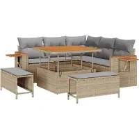 vidaXL Tuinbank Set 9 st 8-Aantal zitplaatsen Beige en Lichtgrijs