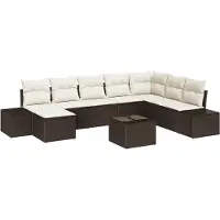 vidaXL Tuinbank Set 8 st Bruin en Crème poly rattan