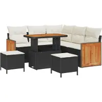 vidaXL Tuinbank Set 9 st 6-Aantal zitplaatsen Zwart en Crème
