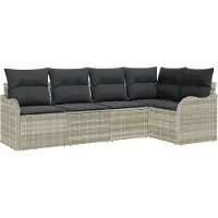 vidaXL Tuinbank Set 5 st Lichtgrijs poly rattan