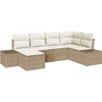 vidaXL Tuinbank Set 6 st Beige en Crème poly rattan