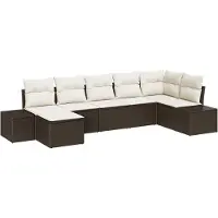 vidaXL Tuinbank Set 7 st Bruin poly rattan