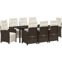 vidaXL Tuin Eettafel Set 9 st Bruin poly rattan