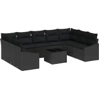 vidaXL Tuinbank Set met opslag Zwart poly rattan