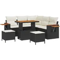 vidaXL Tuinbank Set 9 st 8-Aantal zitplaatsen Zwart en Crème