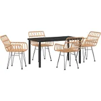 vidaXL Tuin Eettafel Set 5 st Bruin Gepoedercoat staal