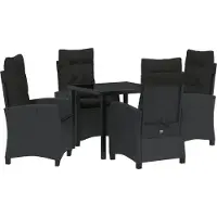 vidaXL Tuin Eettafel Set 5 st Zwart poly rattan