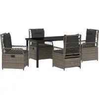 vidaXL Tuin Eettafel Set 5 st Grijs poly rattan
