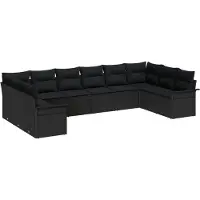 vidaXL Tuinbank Set 10 st Zwart poly rattan