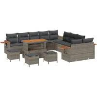 vidaXL Tuinbank Set 18 st 11-Aantal zitplaatsen Grijs poly rattan