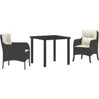 vidaXL Tuin Eettafel Set 3 st Zwart poly rattan