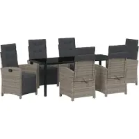 vidaXL Tuin Eettafel Set 7 st Grijs poly rattan