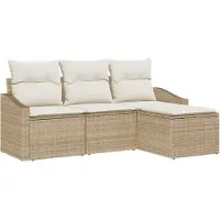 vidaXL Bankstel 4 st Beige en Crème poly rattan