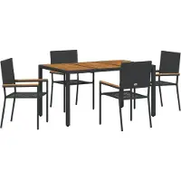 vidaXL Tuin Eettafel Set 5 pcs Zwart poly rattan