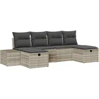 vidaXL Tuinbank Set 6 st Lichtgrijs poly rattan