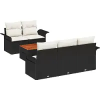 vidaXL Tuinbank Set 6 st 5-Aantal zitplaatsen Zwart en Crème
